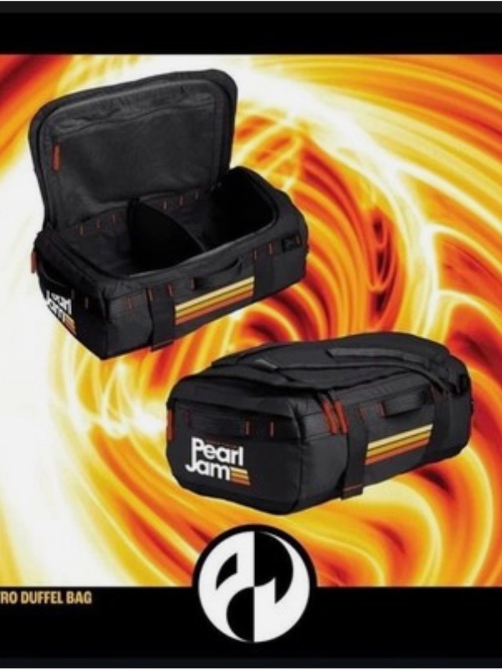 NWOT Pearl Jam Black Convertible Duffel Backpack - Dark Matter Tour 2024